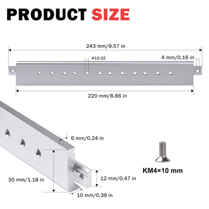 DeskPi Rackmate Accessories 10 inch Aluminum Crossbar with Pre-Drilled Screw Holes for T0/T1/T2 Server Cabinet