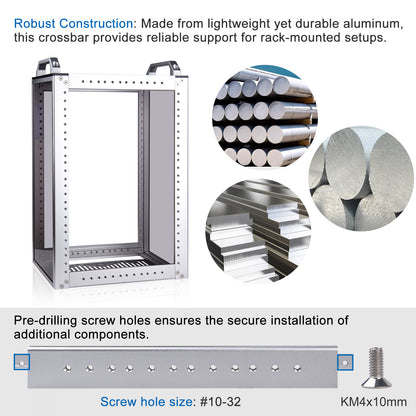 DeskPi Rackmate Accessories 10 inch Aluminum Crossbar with Pre-Drilled Screw Holes for T0/T1/T2 Server Cabinet