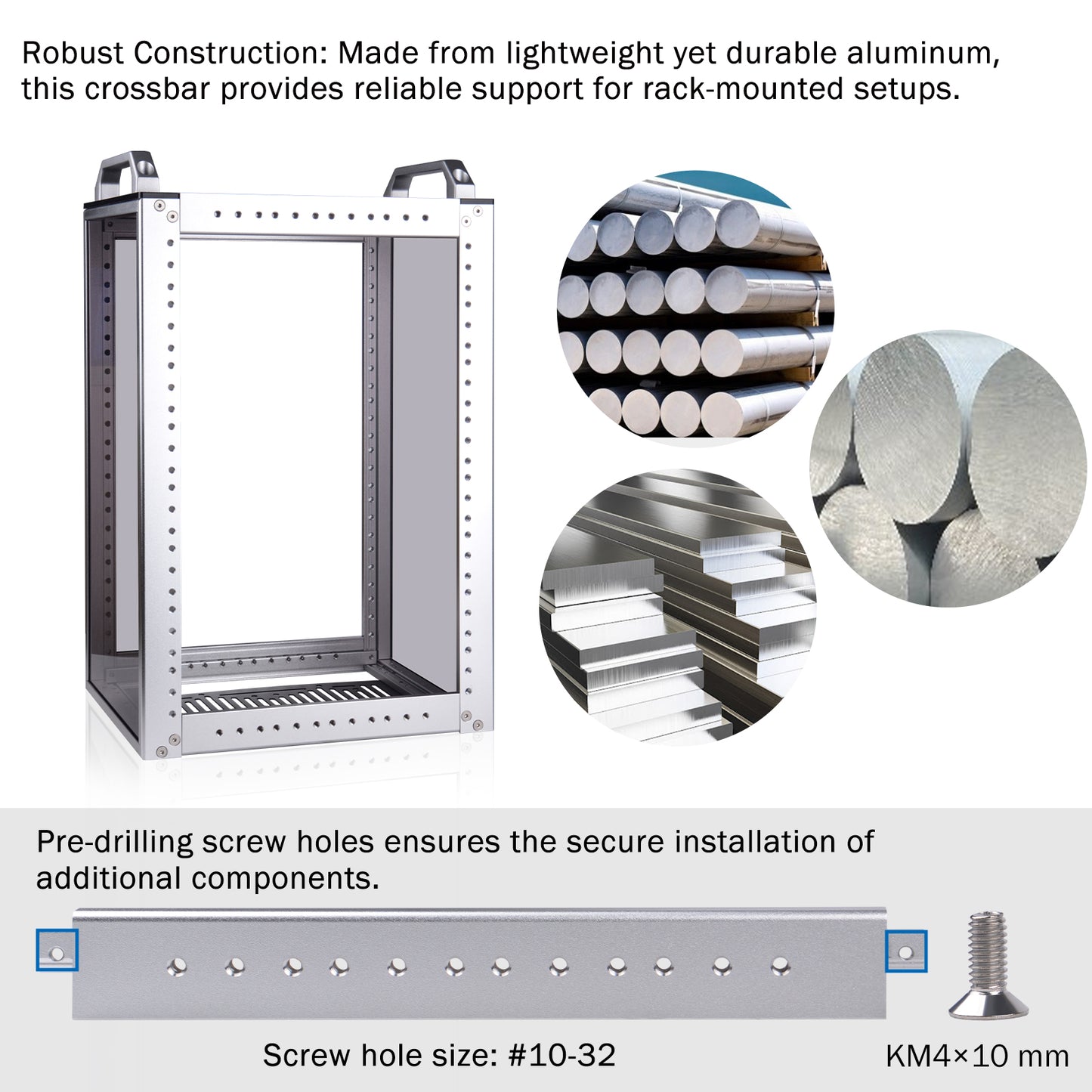 DeskPi Rackmate Accessories 10 inch Aluminum Crossbar with Pre-Drilled Screw Holes for T0/T1/T2 Server Cabinet
