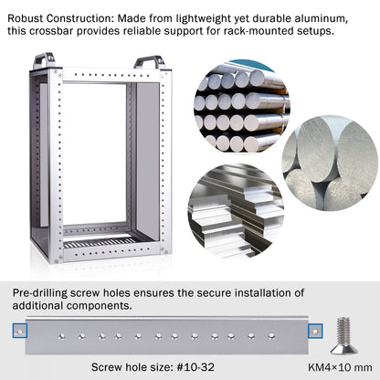 DeskPi Rackmate Accessories 10 inch Aluminum Crossbar with Pre-Drilled Screw Holes for T0/T1/T2 Server Cabinet