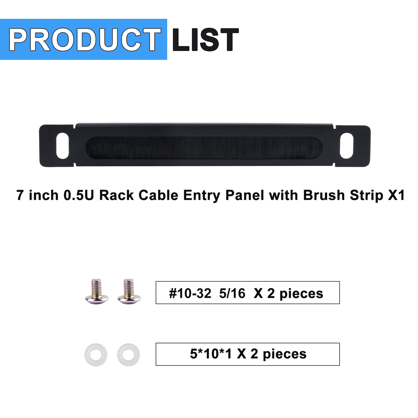 DeskPi RackMate 7-inch 0.5U Rack Cable Entry Panel with Brush Strip for TT Server Rack/Network Cabinet