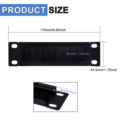 DeskPi RackMate 7-Inch 1U Rack Cable Entry Panel with Brush Strip for TT Server Cabinet