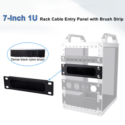 DeskPi RackMate 7-Inch 1U Rack Cable Entry Panel with Brush Strip for TT Server Cabinet