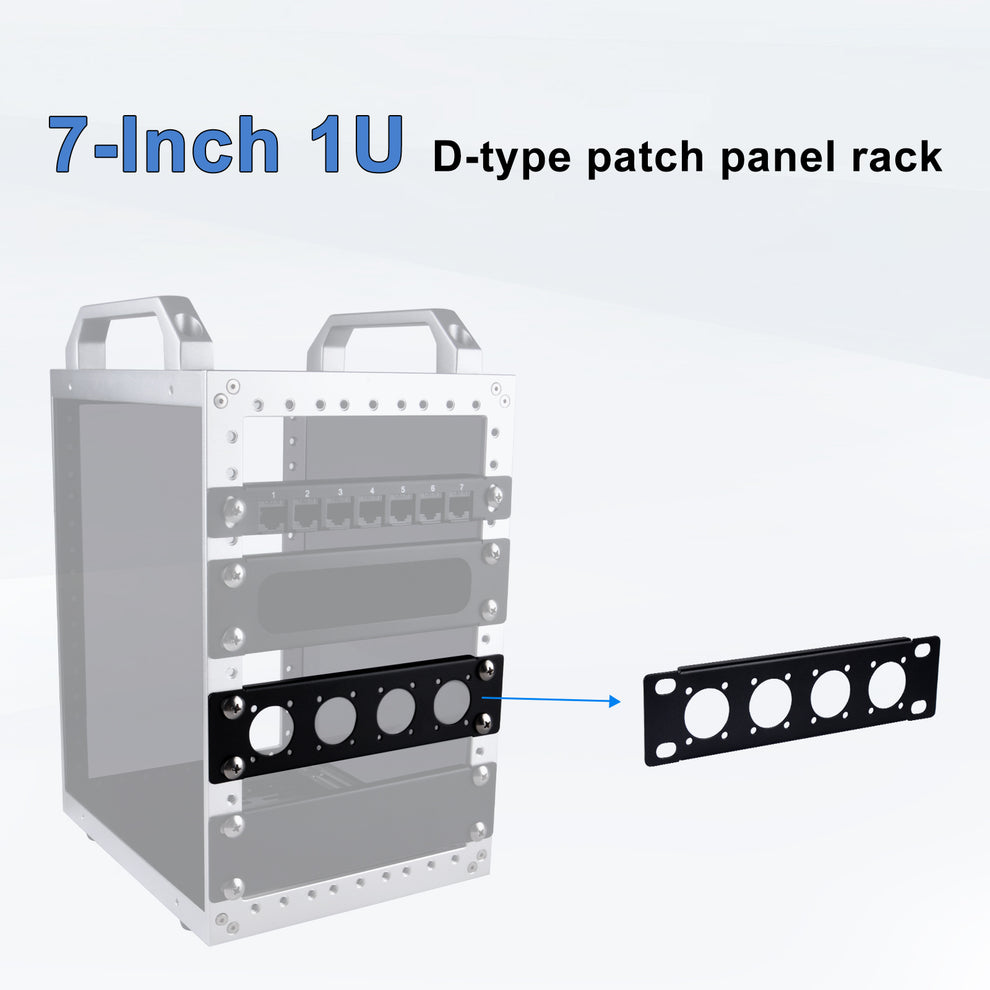 DeskPi Rackmate 7-Inch D-type Patch Panel Rack Mount with 4 Ports for ...