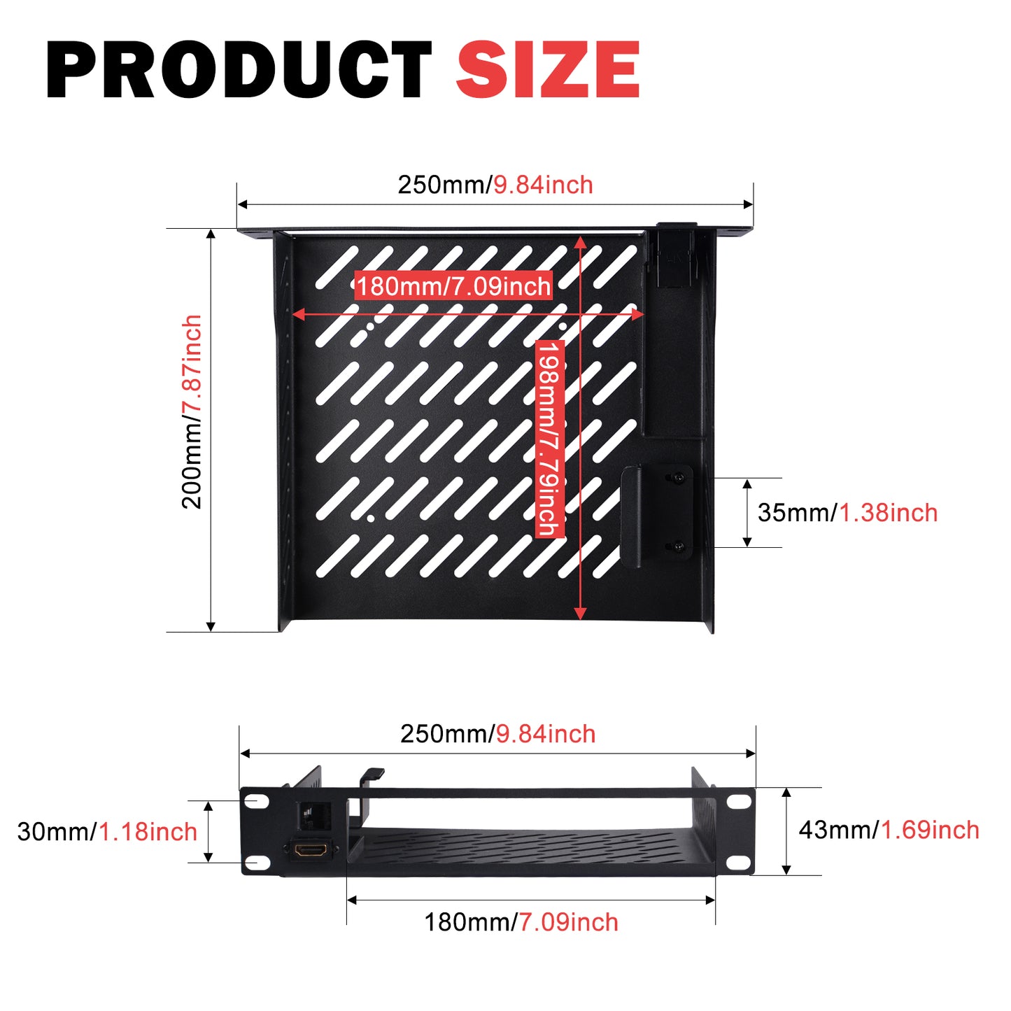 DeskPi RackMate 10 inch Mini PC Rack Shelf, 1U Rack Mount With RJ45 CAT6 Port