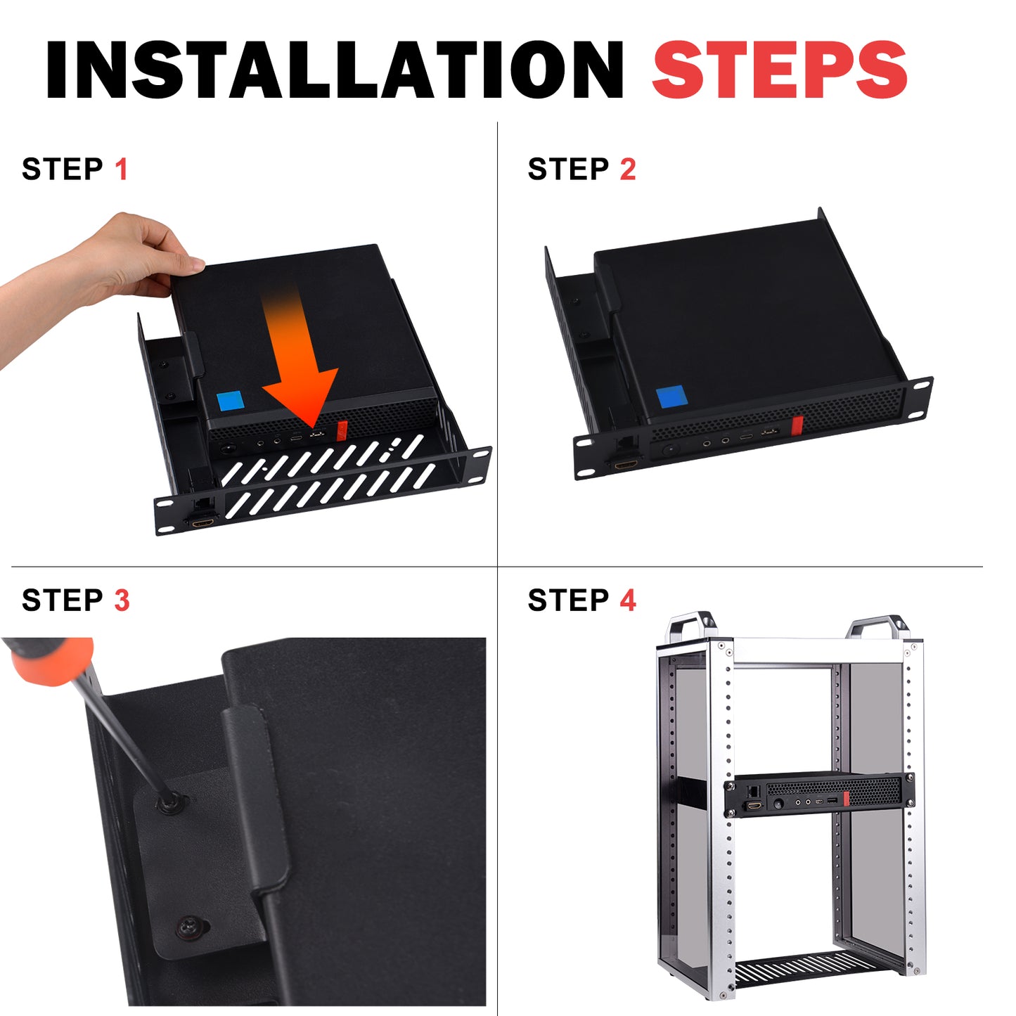 DeskPi RackMate 10 inch Mini PC Rack Shelf, 1U Rack Mount With RJ45 CAT6 Port