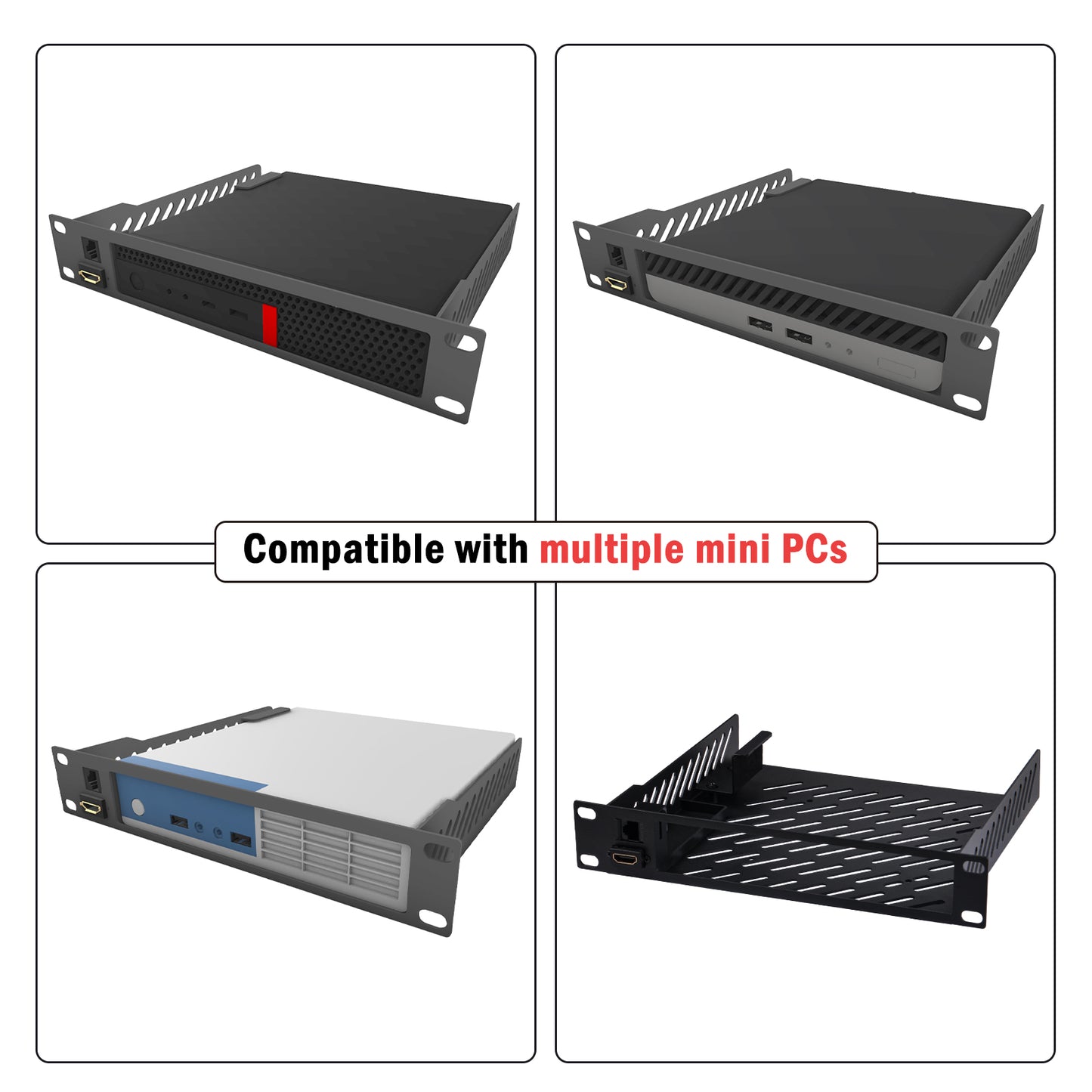 DeskPi RackMate 10 inch Mini PC Rack Shelf, 1U Rack Mount With RJ45 CAT6 Port
