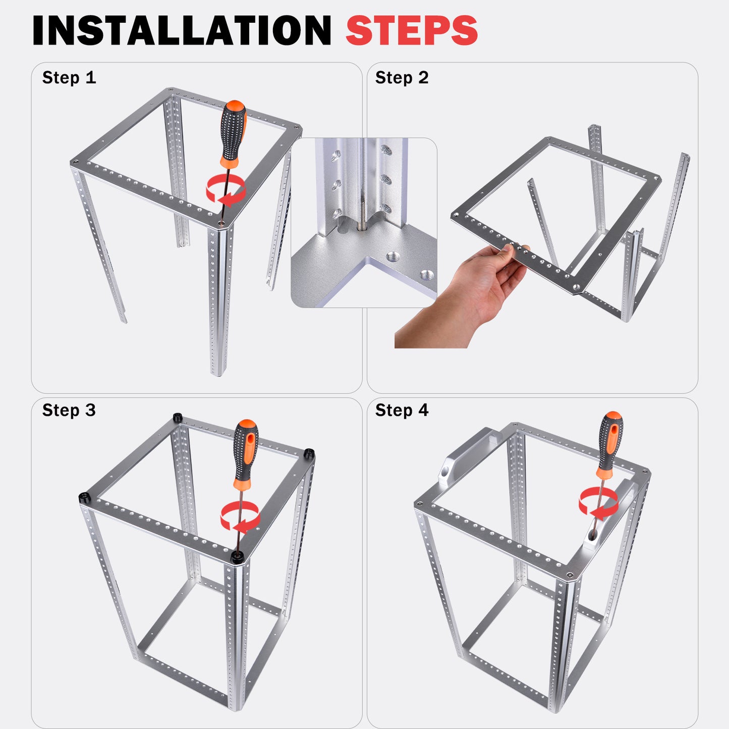 DeskPi RackMate TL1 Rackmount, 10U Open Frame Network Rack for 10" IT Network, Audio and Video Device