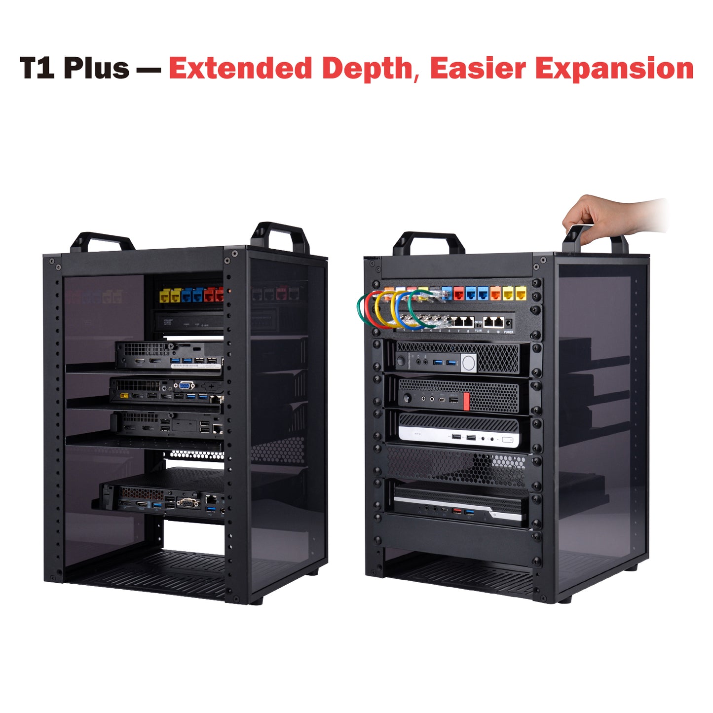 DeskPi RackMate T1-Plus Rackmount, 10-inch 8U Server Cabinet for Network, Servers, Audio and Video Equipment