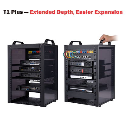 DeskPi RackMate T1-Plus Rackmount, 10-inch 8U Server Cabinet for Network, Servers, Audio and Video Equipment