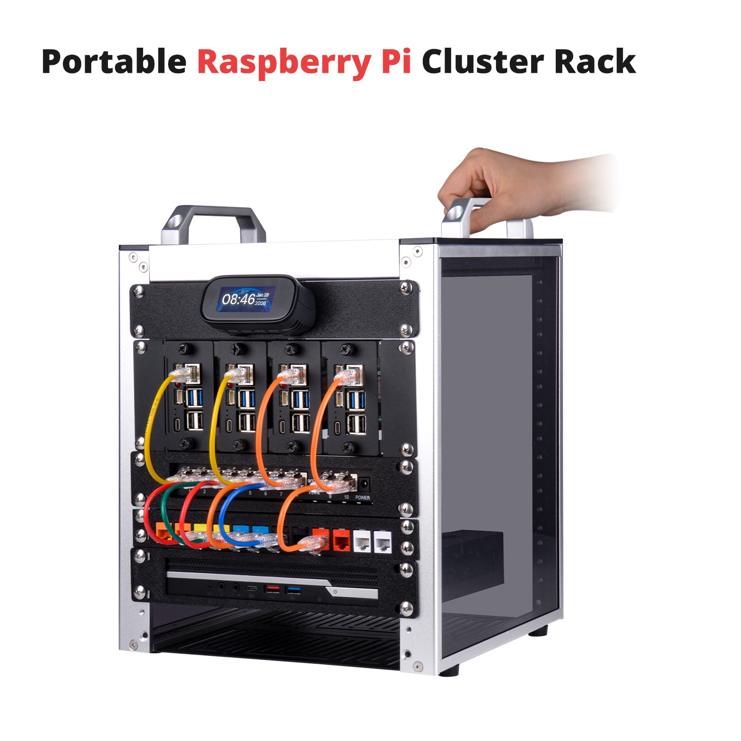 DeskPi RackMate T1/2 Plus Rackmount, 6U Server Cabinet for 10 inch Network, Servers, Audio, and Video Equipment