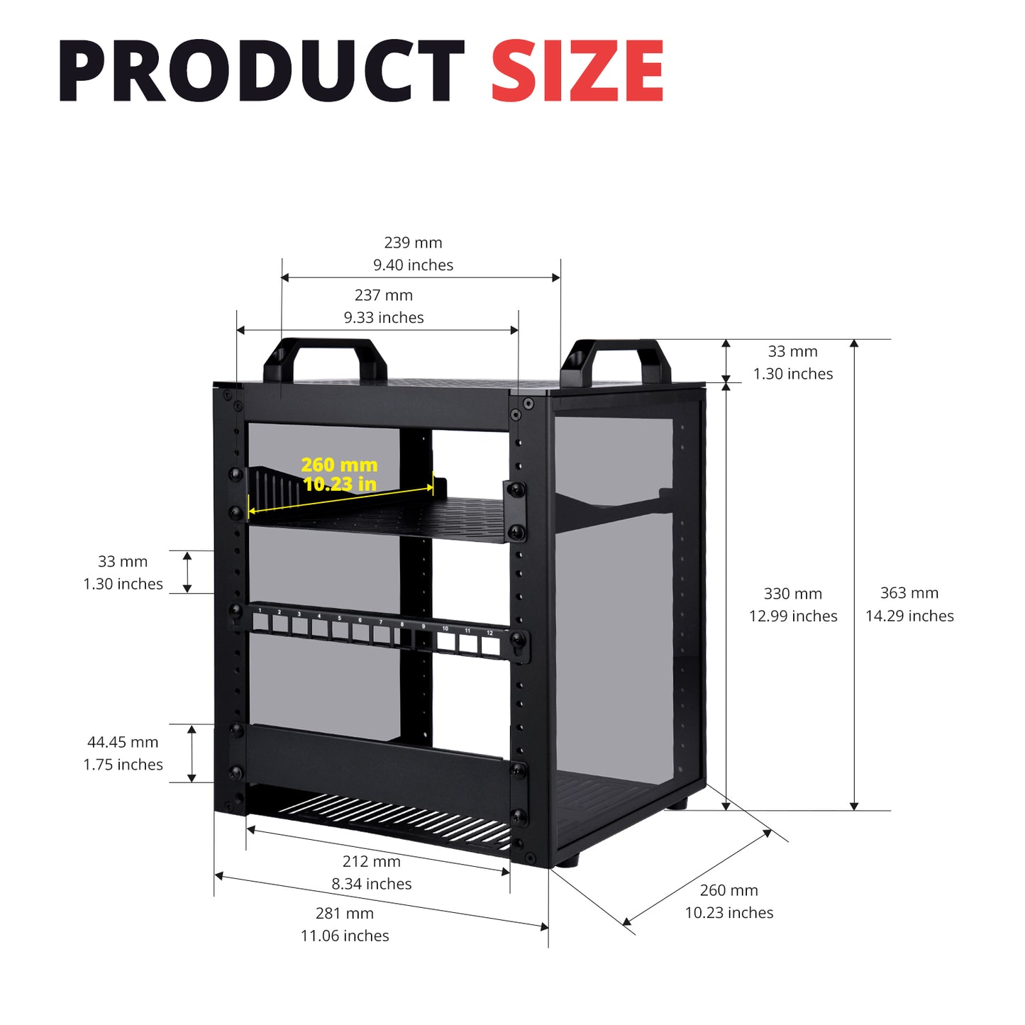 DeskPi RackMate T1/2 Plus Rackmount, 6U Server Cabinet for 10 inch Network, Servers, Audio, and Video Equipment