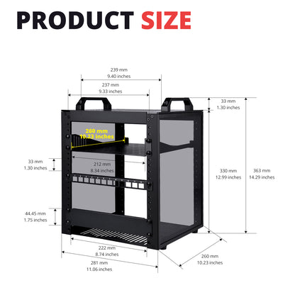 DeskPi RackMate T1/2 Plus Rackmount, 6U Server Cabinet for 10 inch Network, Servers, Audio, and Video Equipment