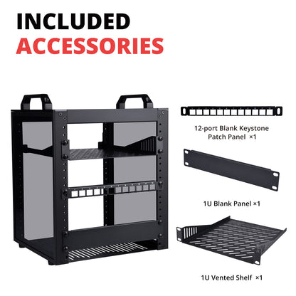 DeskPi RackMate T1/2 Plus Rackmount, 6U Server Cabinet for 10 inch Network, Servers, Audio, and Video Equipment