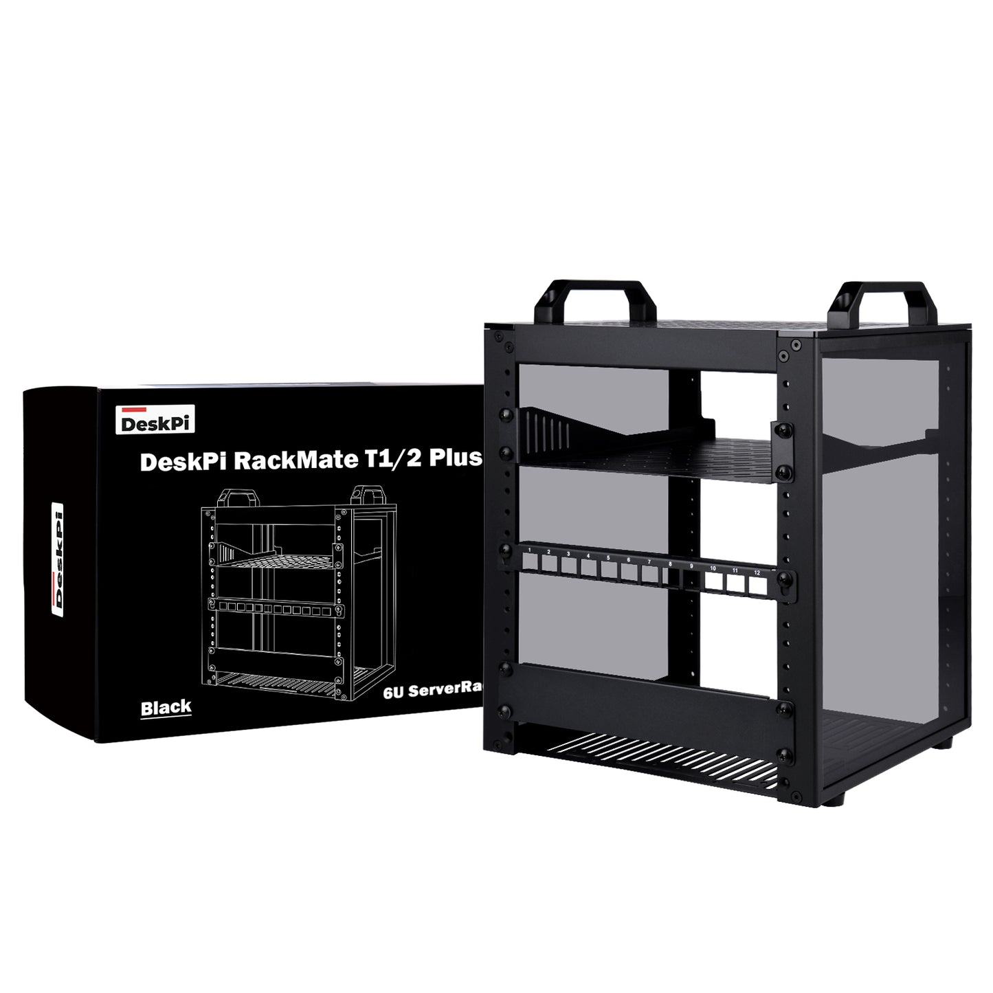 DeskPi RackMate T1/2 Plus Rackmount, 6U Server Cabinet for 10 inch Network, Servers, Audio, and Video Equipment