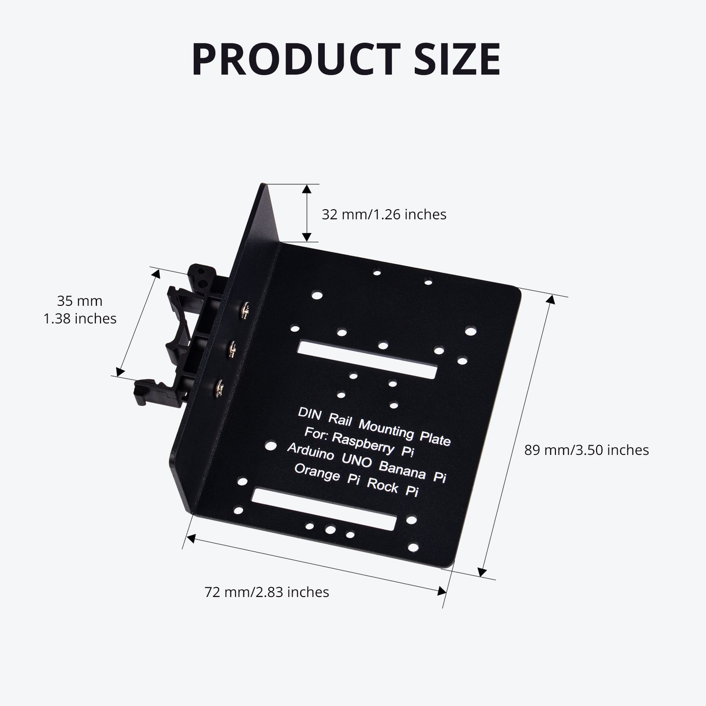 DeskPi DIN Rail Mounting Plate for Raspberry Pi & Expansion, Metal Bracket For SBCs & Development Boards