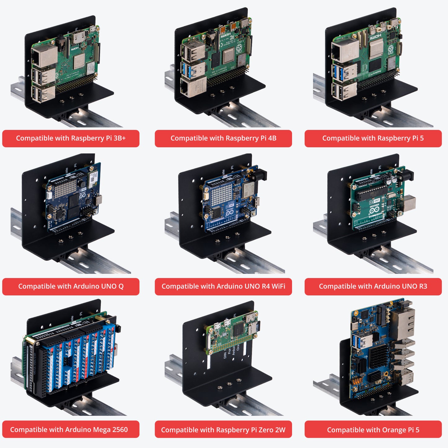 DeskPi DIN Rail Mounting Plate for Raspberry Pi & Expansion, Metal Bracket For SBCs & Development Boards