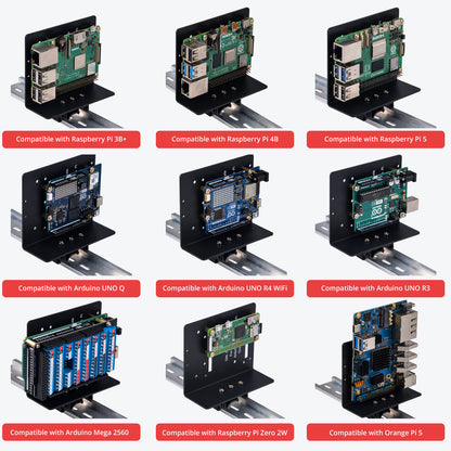 DeskPi DIN Rail Mounting Plate for Raspberry Pi & Expansion, Metal Bracket For SBCs & Development Boards