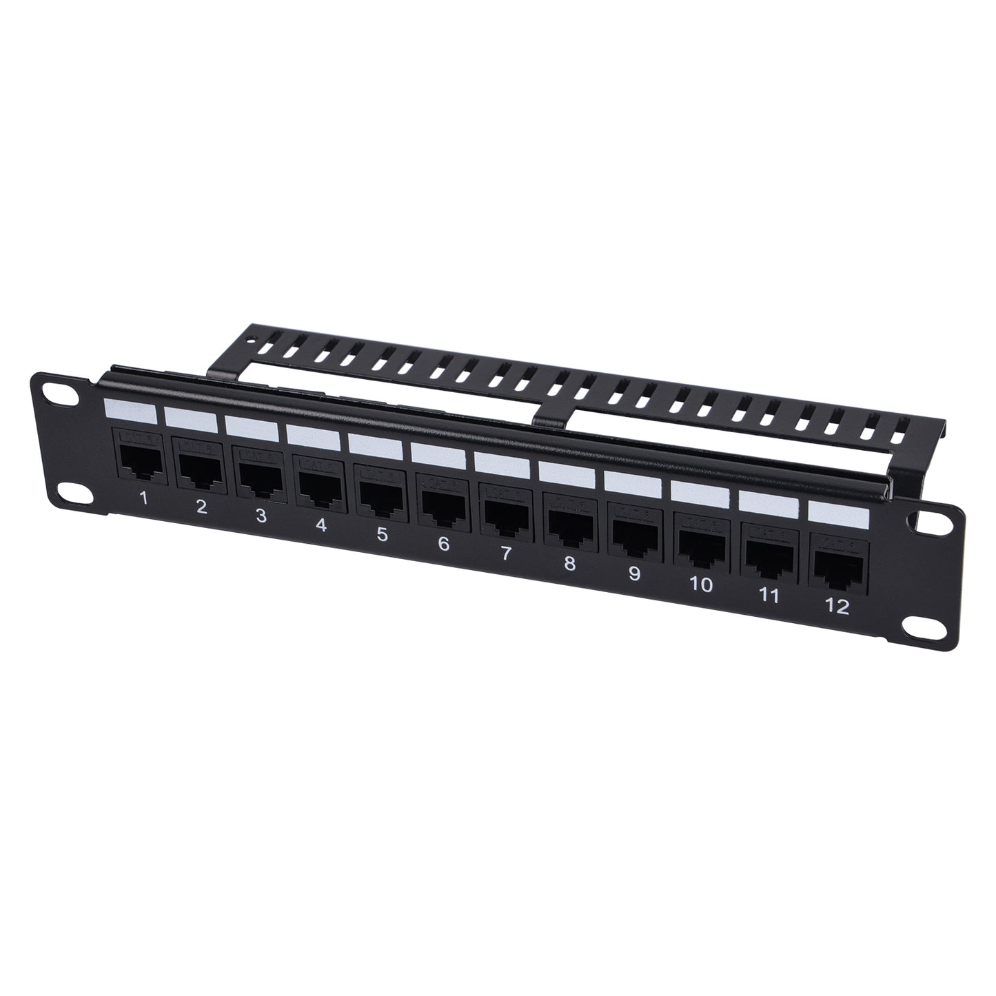 DeskPi Rackmate 12 Port CAT6 Keystone Patch Panel, 10inch 1U Network Patch Panel with Cable Management