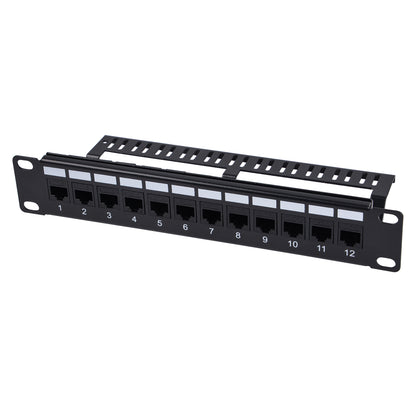DeskPi Rackmate 12 Port CAT6 Keystone Patch Panel, 10inch 1U Network Patch Panel with Cable Management