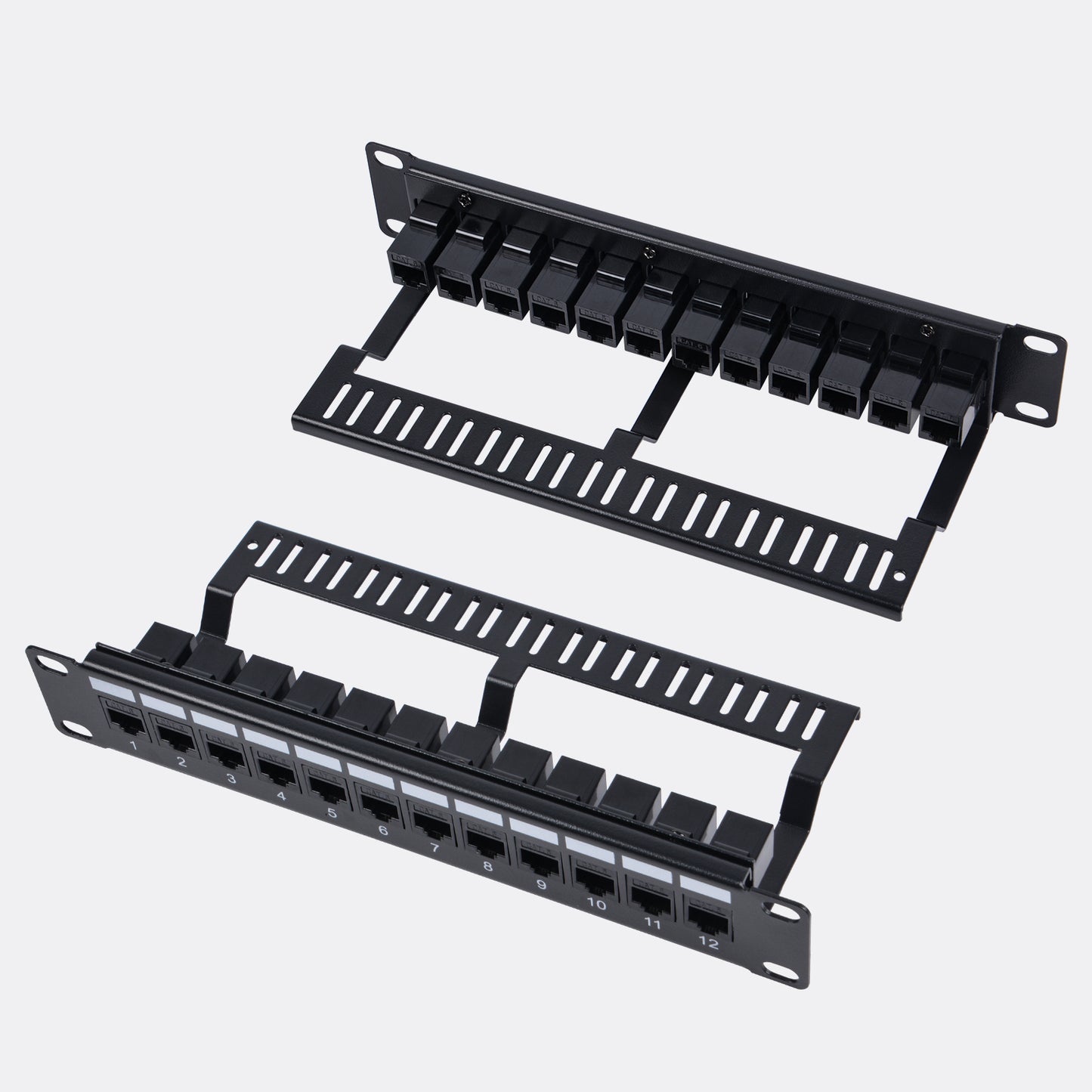 DeskPi Rackmate 12 Port CAT6 Keystone Patch Panel, 10inch 1U Network Patch Panel with Cable Management