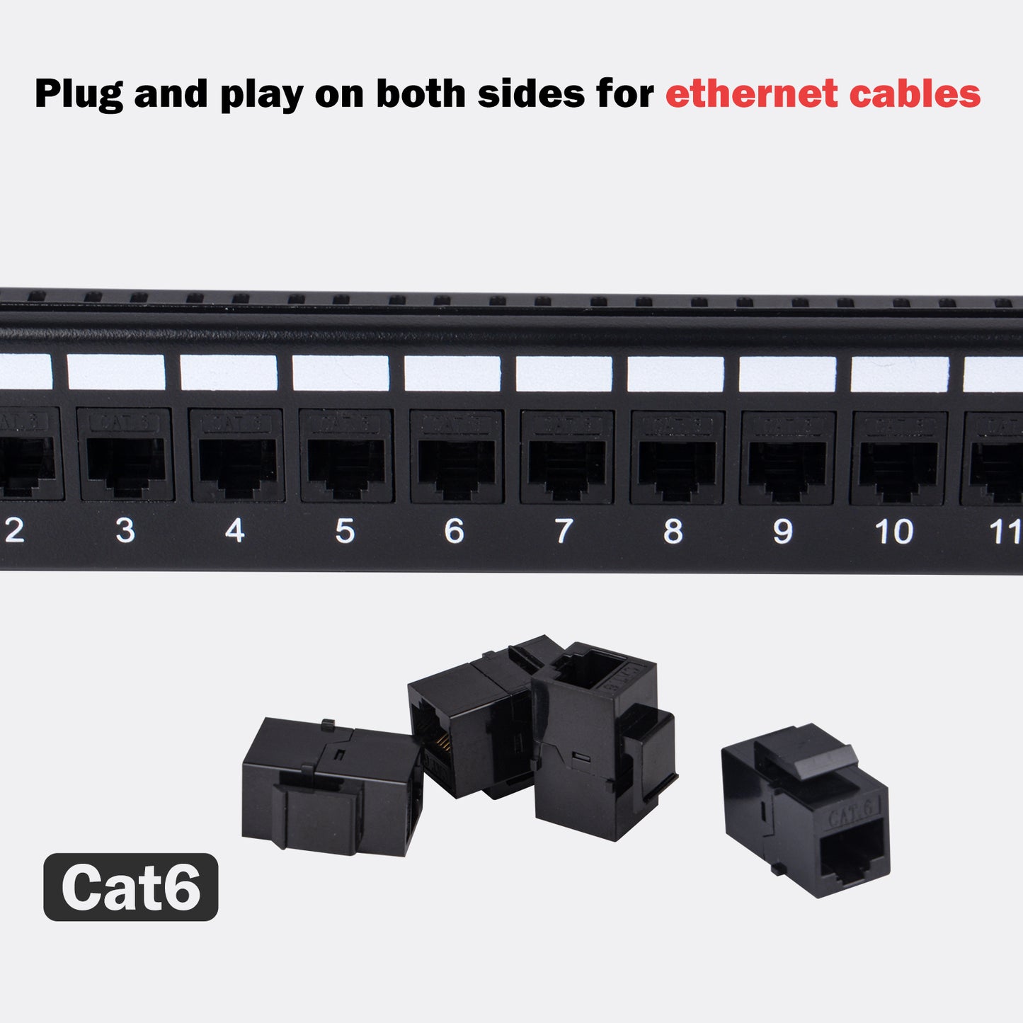 DeskPi Rackmate 12 Port CAT6 Keystone Patch Panel, 10inch 1U Network Patch Panel with Cable Management