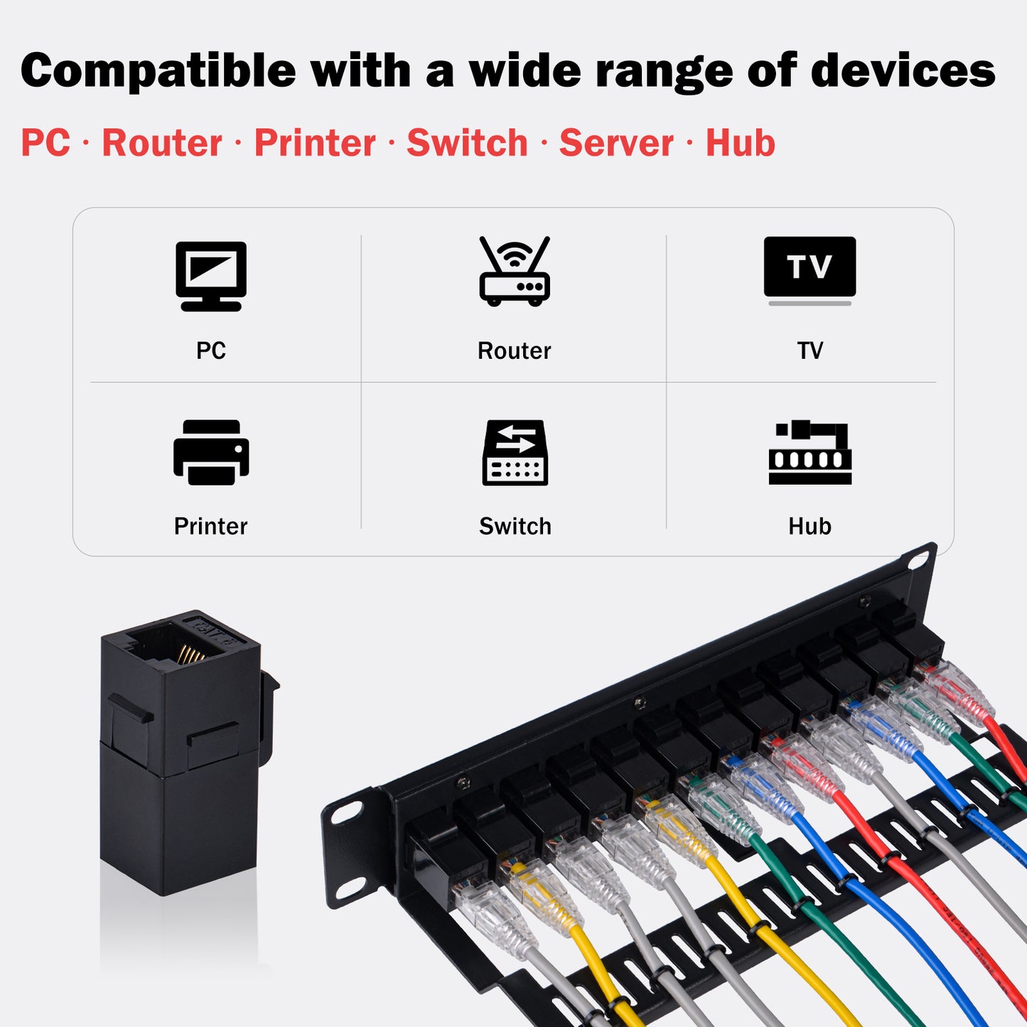 DeskPi Rackmate 12 Port CAT6 Keystone Patch Panel, 10inch 1U Network Patch Panel with Cable Management