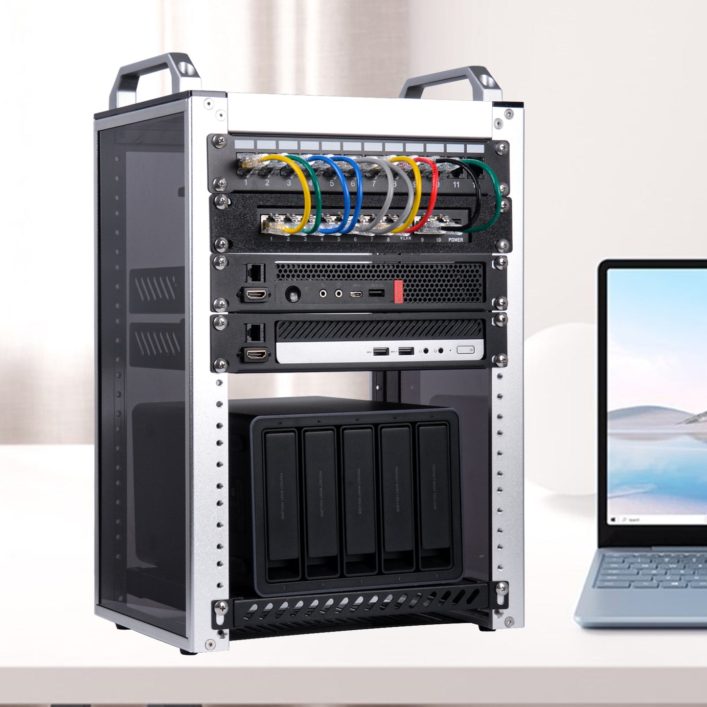 DeskPi Rackmate 12 Port CAT6 Keystone Patch Panel, 10inch 1U Network Patch Panel with Cable Management