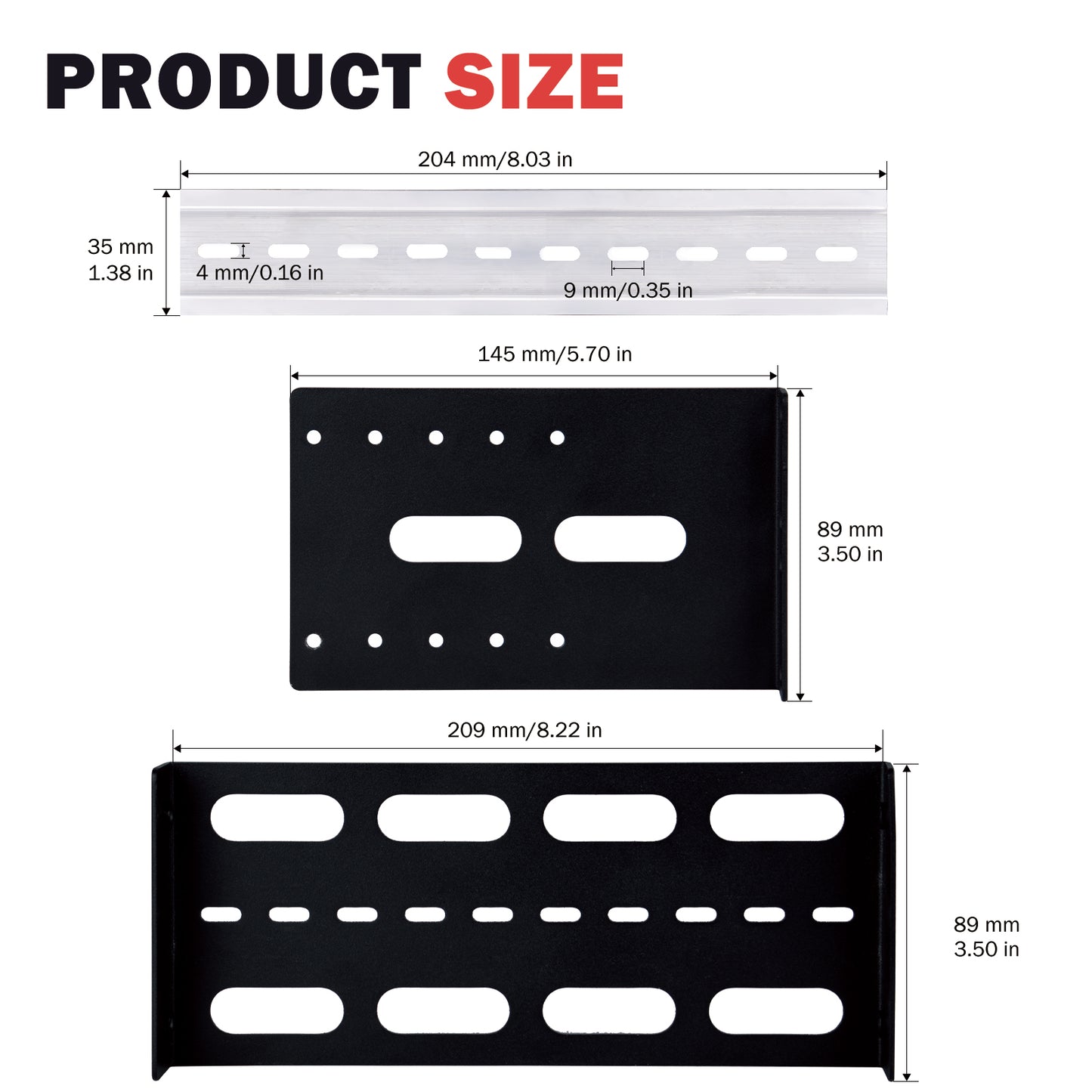 DeskPi RackMate 2U DIN Rail Mount, Adjustable Depth 10 inch Chassis Bracket for 35mm Din-Rail Mounted Device Switch Media Converter