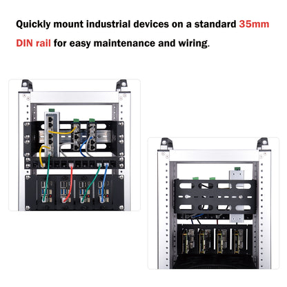 DeskPi RackMate 2U DIN Rail Mount, Adjustable Depth 10 inch Chassis Bracket for 35mm Din-Rail Mounted Device Switch Media Converter