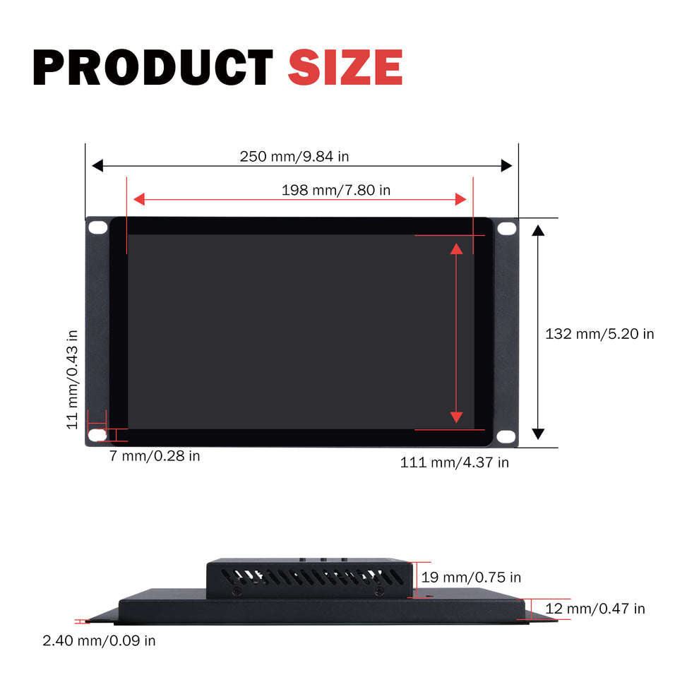 DeskPi 9 Inch 1280X720 TFT LCD Touch Screen 10 inch 3U Rack Mount Disp ...