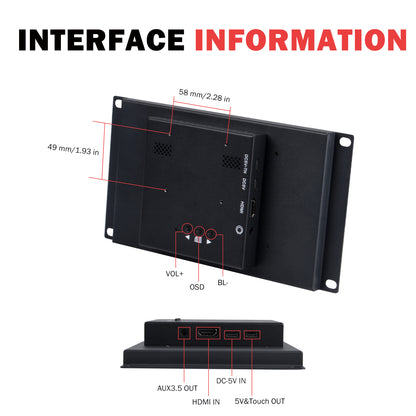 DeskPi 9 Inch 1280X720 TFT LCD Touch Screen 10 inch 3U Rack Mount Display for DeskPi RackMate T0/T1/T2 Server Cabinets