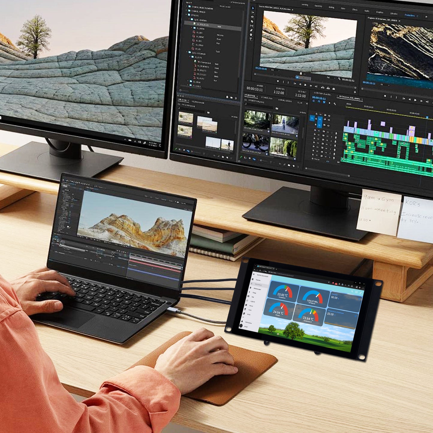 DeskPi 9 Inch 1280X720 TFT LCD Touch Screen 10 inch 3U Rack Mount Display for DeskPi RackMate T0/T1/T2 Server Cabinets