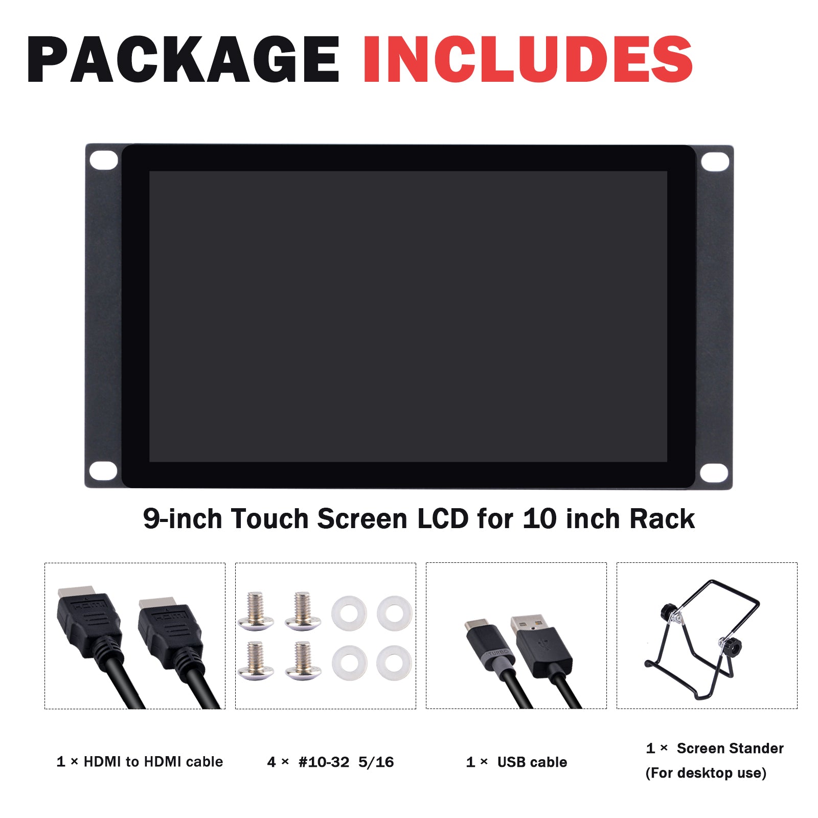 DeskPi 9 Inch 1280X720 TFT LCD Touch Screen 10 inch 3U Rack Mount