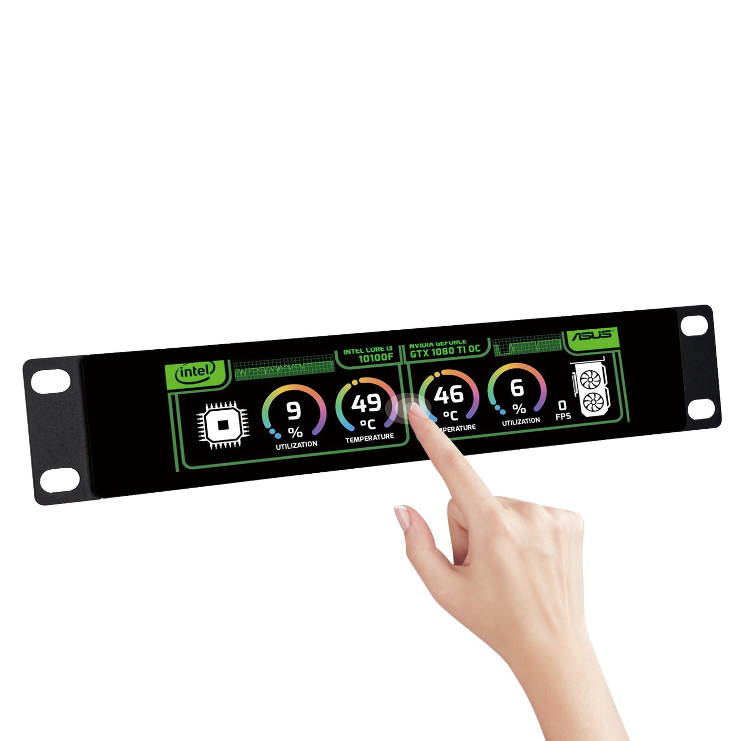 DeskPi 6.91-inch Touch Screen 1424X280 TFT LCD Display 10 inch 1U Rackmount Monitor for DeskPi RackMate T0/T1/T2 Server Cabinets