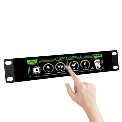 DeskPi 6.91-inch Touch Screen 1424X280 TFT LCD Display 10 inch 1U Rackmount Monitor for DeskPi RackMate T0/T1/T2 Server Cabinets