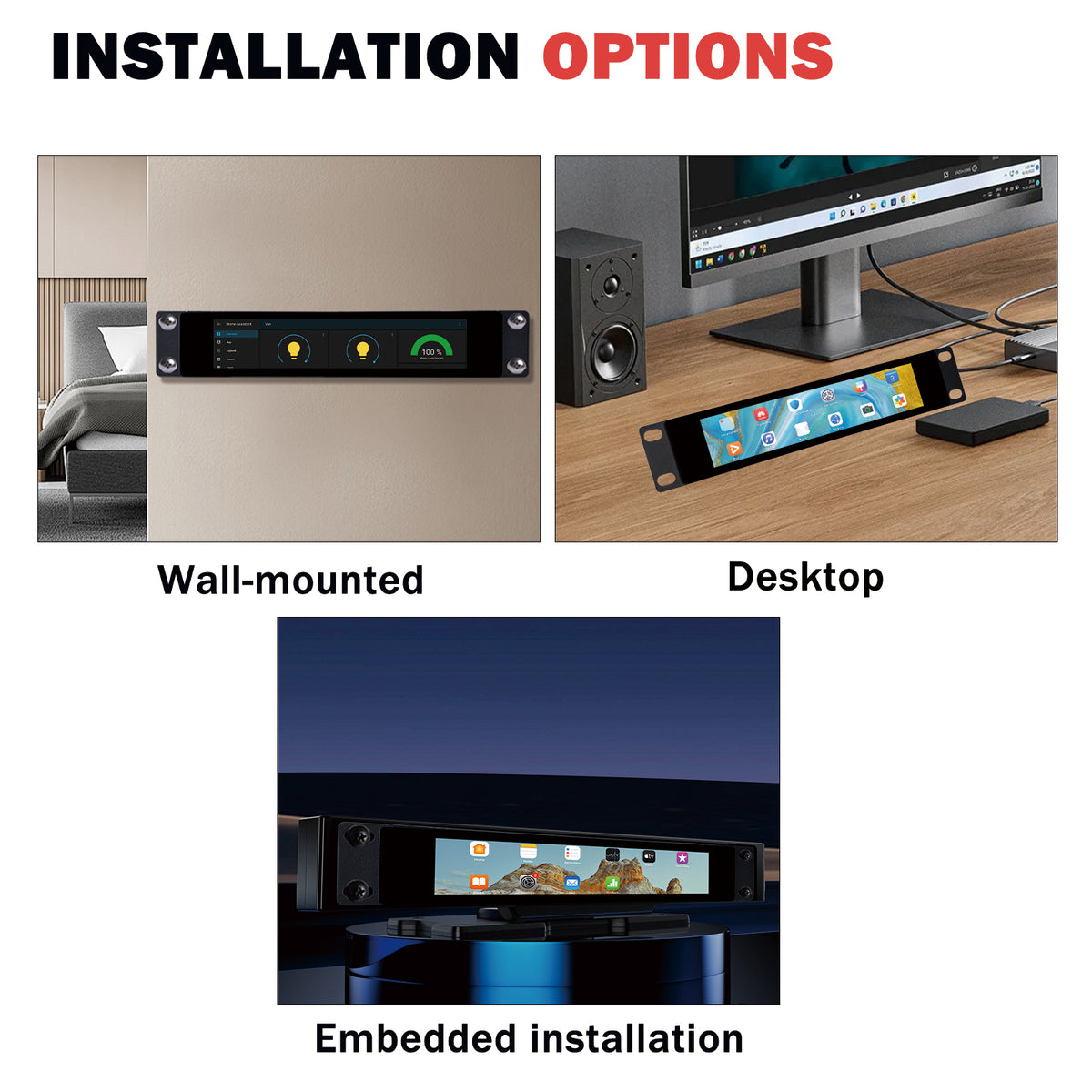 DeskPi 6.91-inch Touch Screen 1424X280 TFT LCD Display 10 inch 1U Rack ...