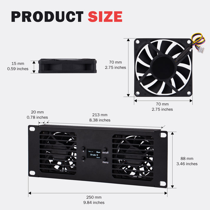 Pre-sale DeskPi RackMate Accessories 10-Inch 2U Dual Cooling Fan Panel ...