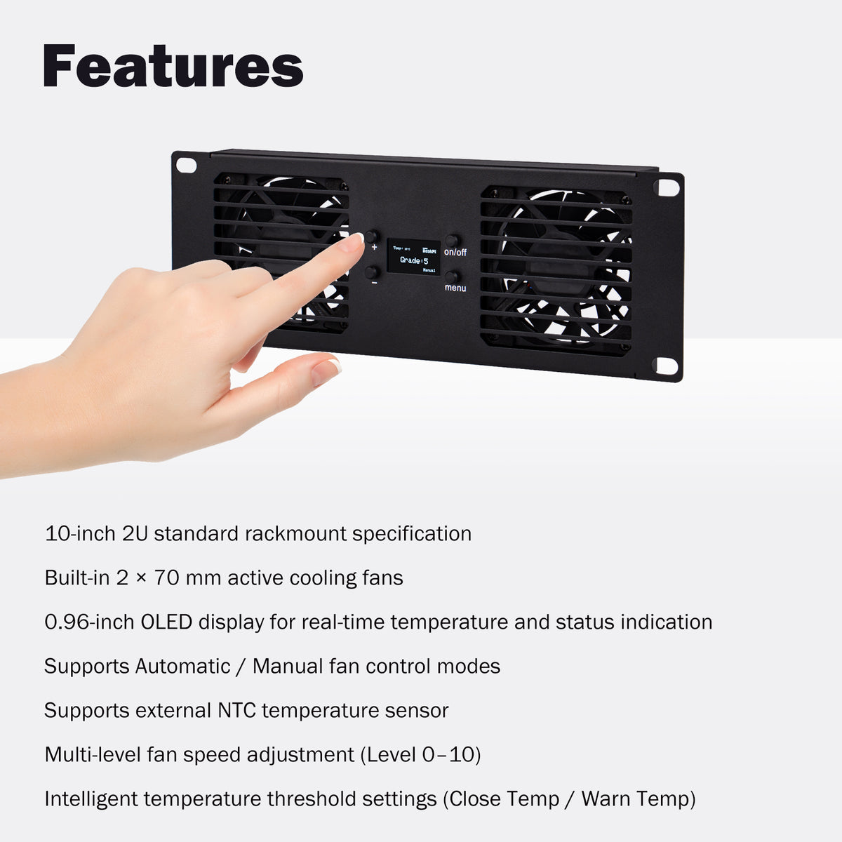 Pre-sale DeskPi RackMate Accessories 10-Inch 2U Dual Cooling Fan Panel ...