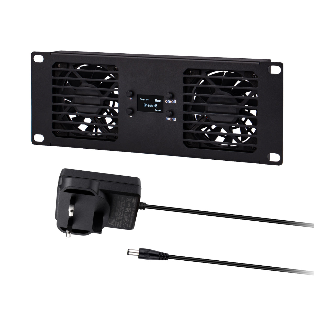 DeskPi RackMate Accessories 10-Inch 2U Dual Cooling Fan Panel for T0/T0-Plus / T1 /T1-Plus / T2 / TL1 Server Cabinets