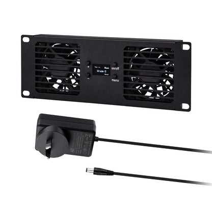 DeskPi RackMate Accessories 10-Inch 2U Dual Cooling Fan Panel for T0/T0-Plus / T1 /T1-Plus / T2 / TL1 Server Cabinets