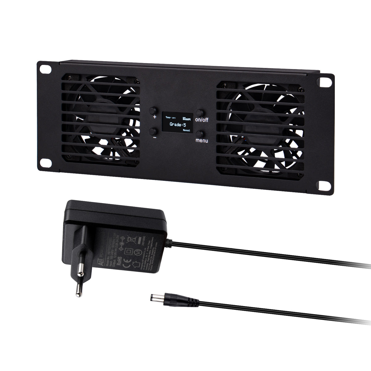 DeskPi RackMate Accessories 10-Inch 2U Dual Cooling Fan Panel for T0/T0-Plus / T1 /T1-Plus / T2 / TL1 Server Cabinets