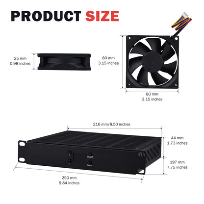 DeskPi RackMate Accessories 10-Inch 1U Quad Cooling Fan Panel