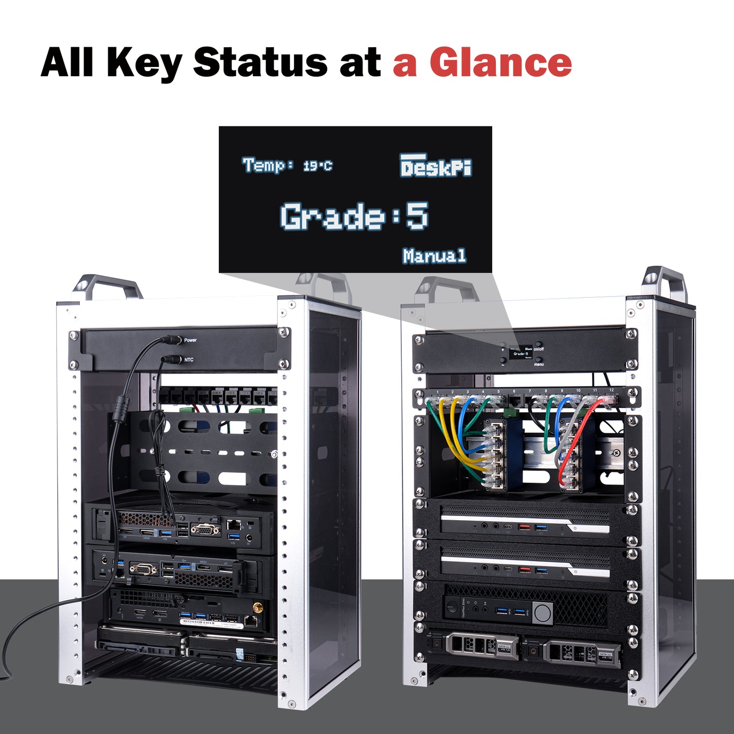 DeskPi RackMate Accessories 10-Inch 1U Quad Cooling Fan Panel