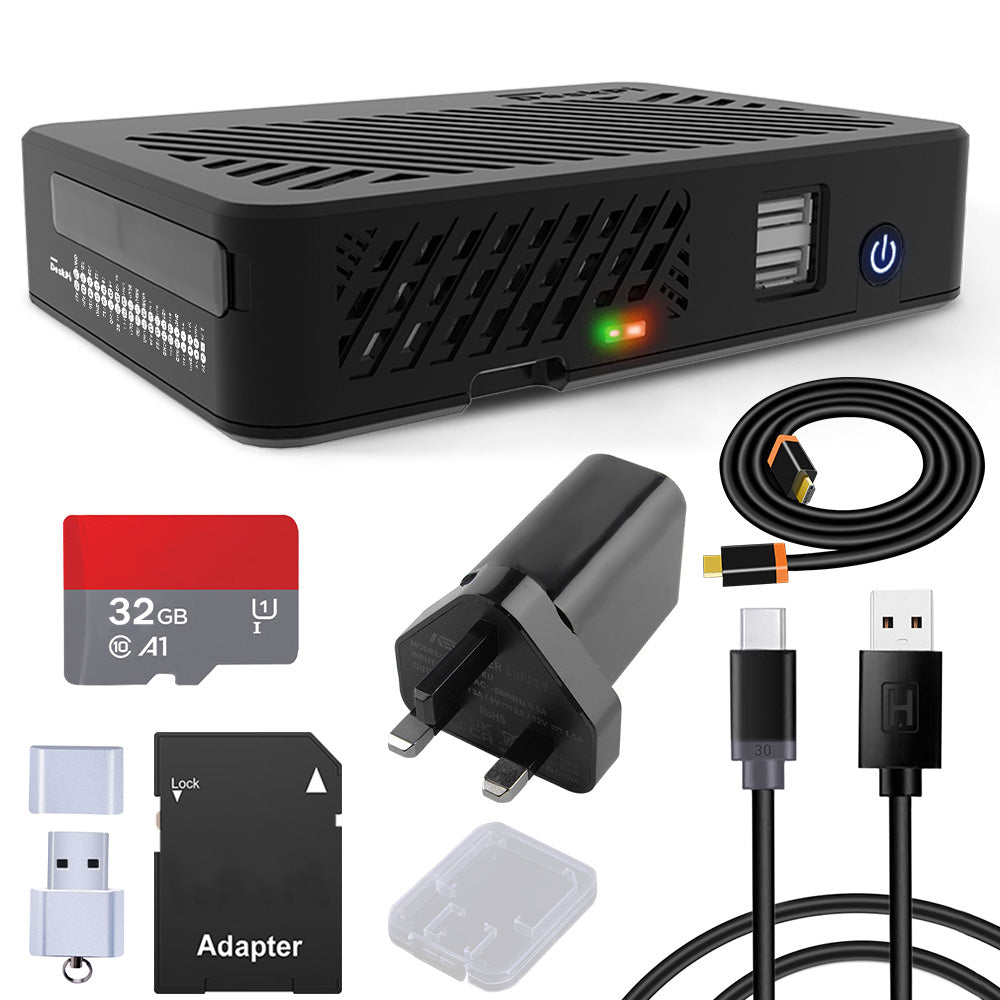 DeskPi Lite for Raspberry Pi 4, With Power Button/ Heatsink with PWM Fan/ Dual Full-Size HDMI/Extra Two USB Port