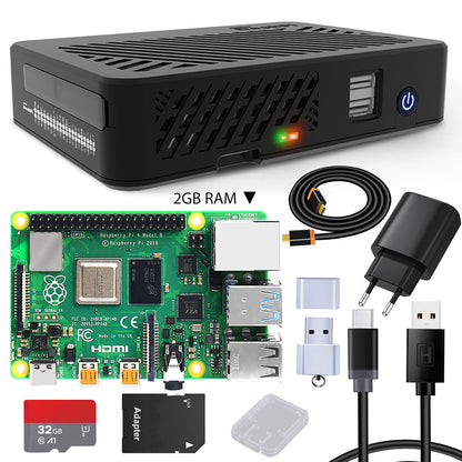 DeskPi Lite for Raspberry Pi 4, With Power Button/ Heatsink with PWM Fan/ Dual Full-Size HDMI/Extra Two USB Port