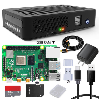 DeskPi Lite for Raspberry Pi 4, With Power Button/ Heatsink with PWM Fan/ Dual Full-Size HDMI/Extra Two USB Port