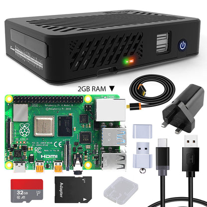 DeskPi Lite for Raspberry Pi 4, With Power Button/ Heatsink with PWM Fan/ Dual Full-Size HDMI/Extra Two USB Port