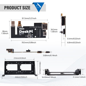 Deskpi 2pcs KL-P24 Micro HDMI to HDMI Adapter Board, with RackMate Accessories SBC Shell 10 inch 1U Rack for Raspberry Pi 5 / Pi 4B