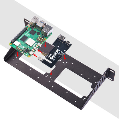 DeskPi 2pcs KL-P24 Micro HDMI to HDMI Adapter Board, with RackMate Accessories SBC Shelf 10 inch 1U Rack for Raspberry Pi 5 / Pi 4B